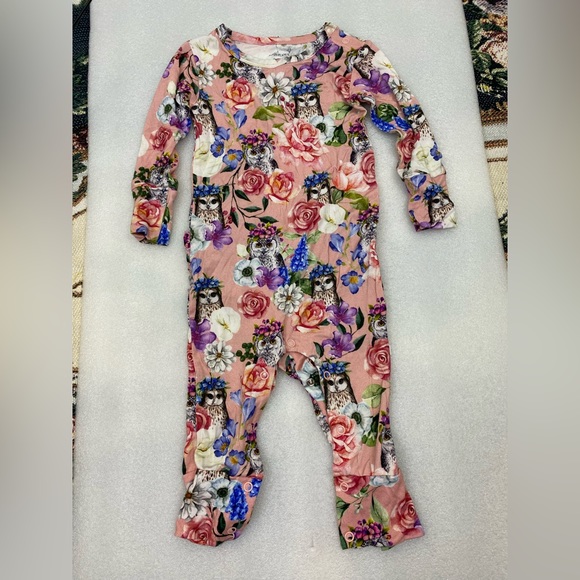 Posh Peanut Owl Halloween Floral Boho Stretch Bamboo Long Sleeve Footie 18-24 mo - Picture 9 of 9